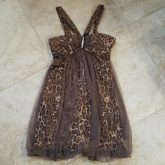 B Darlin Dresses & Skirts - B. Darlin leopard glitter mini formal dress